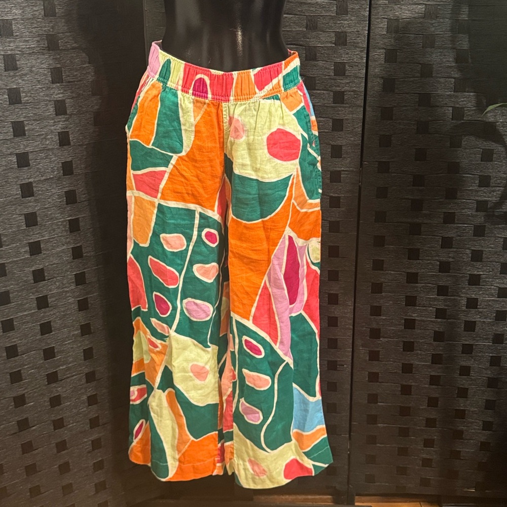 Christian Siriano Linen Colorful Pants Sz S